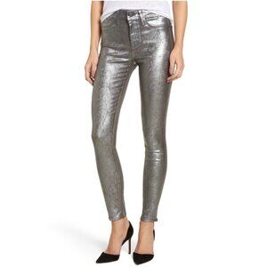Fidelity Denim Womens Sola Mid Rise Skinny Ankle Jeans Gunmetal Foil size 30